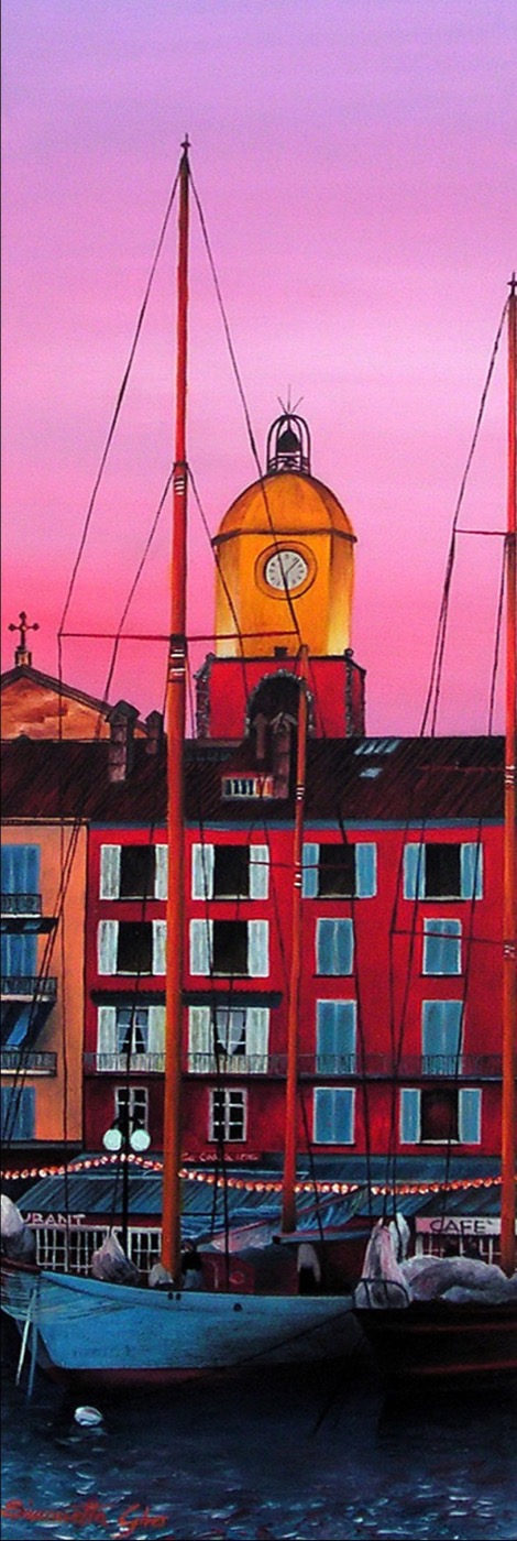 In the Harbor, Oil on canvas, 60 x 20 cm (23.6 x 7.9 in)