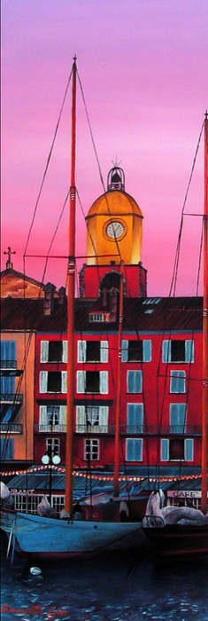 In the Harbor, Oil on canvas, 60 x 20 cm (23.6 x 7.9 in)