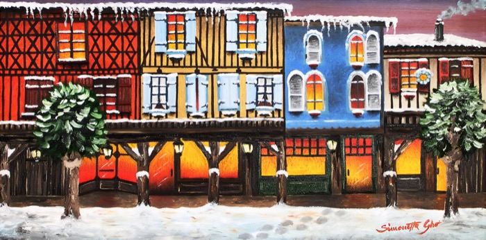 Mirepoix, Oil on canvas, 15 x 30 cm (5.9 x 11.8 in)