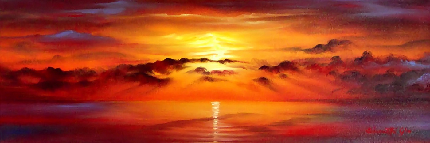 Exotic Sunset, Oil on canvas, 20 x 60 cm (7.9 x 23.6 in)