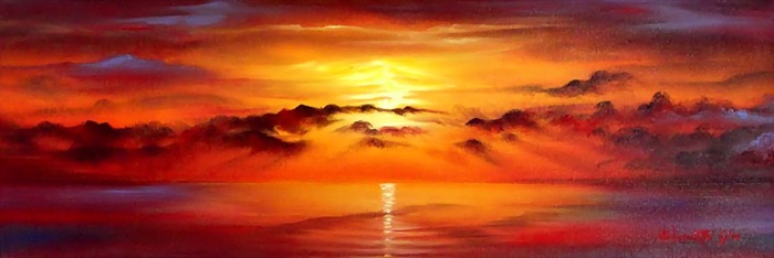 Exotic Sunset, Oil on canvas, 20 x 60 cm (7.9 x 23.6 in)