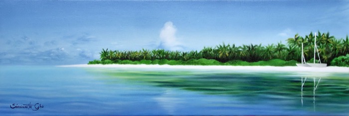 Atoll, Oil on canvas, 20 x 60 cm (7.9 x 23.6 in)