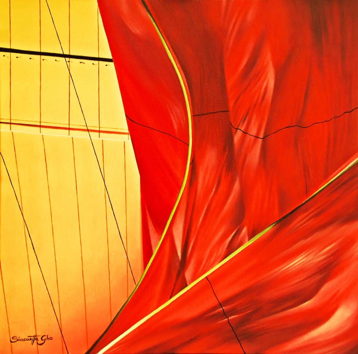 Luna Rossa, Oil on canvas, 60 x 60 cm (23.6 x 23.6 in)