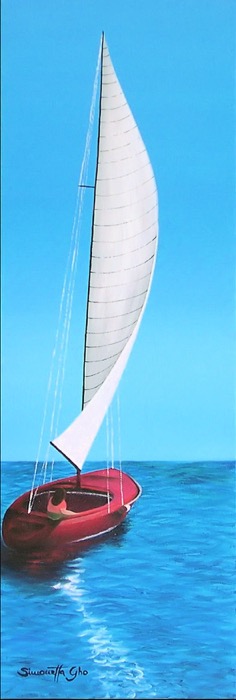 Setting Sail, Oil on canvas, 60 x 20 cm (23.6 x 7.9 in)