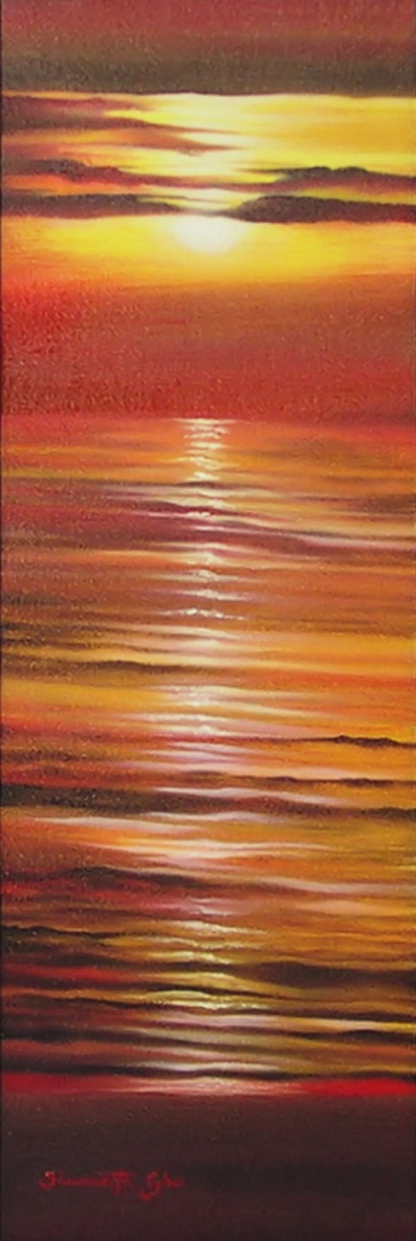 Yellow Sunset, Oil on canvas, 60 x 20 cm (23.6 x 7.9 in)