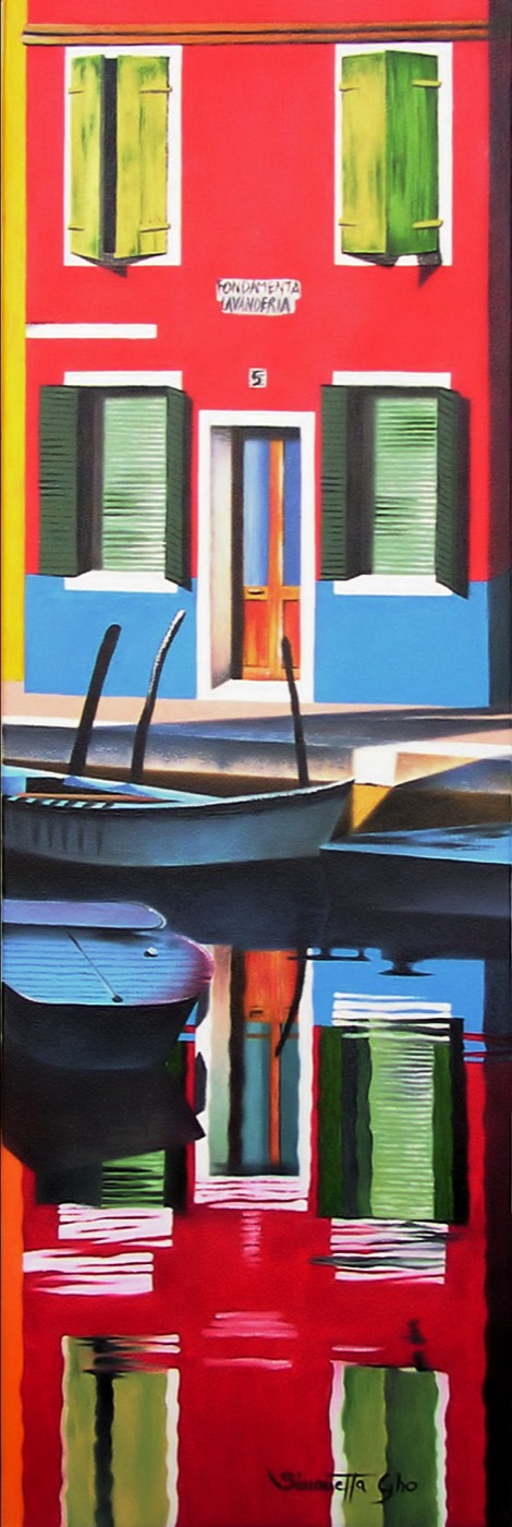Burano, Huile sur toile, 60 x 20 cm