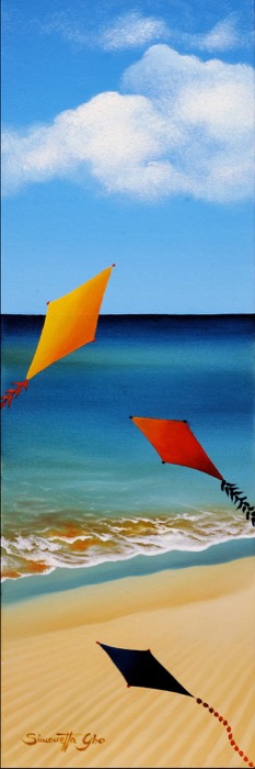Kites, Oil on canvas, 60 x 20 cm (23.6 x 7.9 in)