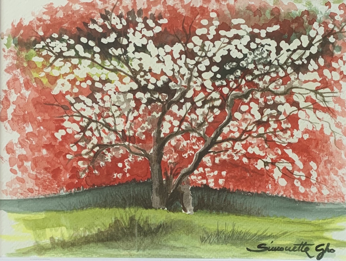 Cherry Tree, Watercolor on paper, 18 x 24 cm (7.1 x 9.4 in)